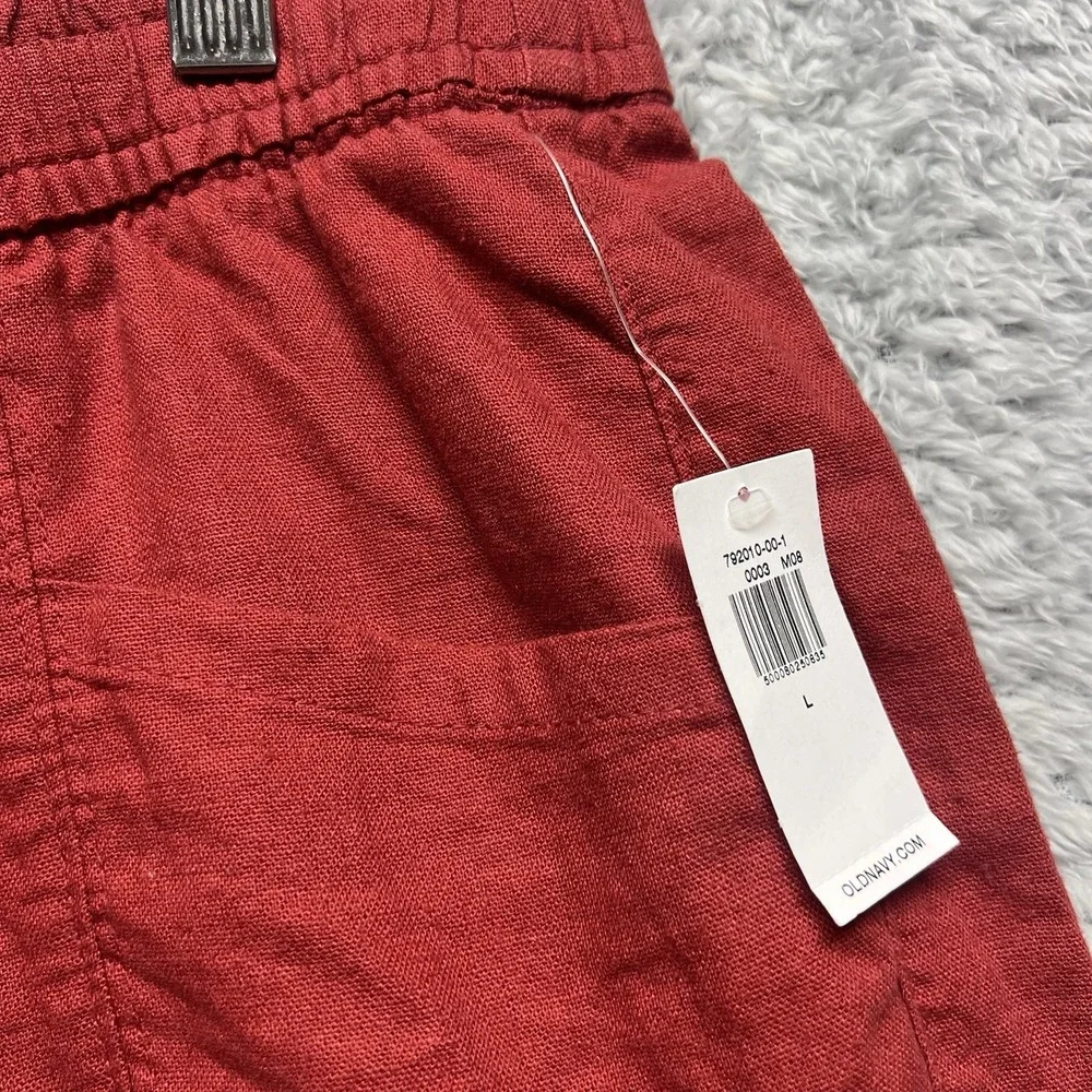 Old Navy Shorts Womens Large Red Linen Blend Pull On Hi Rise Beach Resort Casual